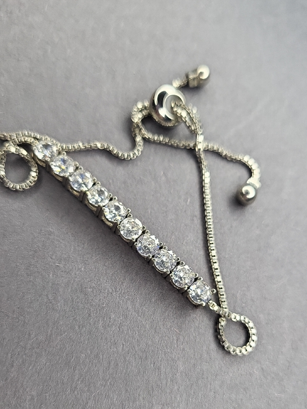 Silver Tennis Bar Bracelet with Clear Stones